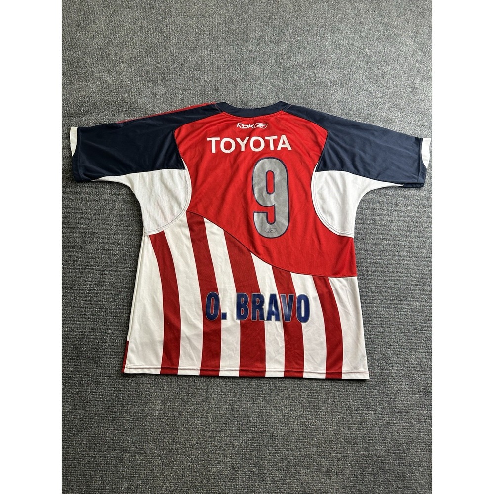2007-08 Mens Chivas Guadalajara Reebok Omar Bravo #9 Home Soccer Jersey, Size XL